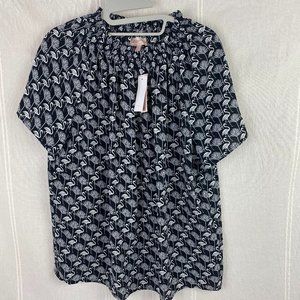 Philosophy Black & White Flamingo Patterned Top Small